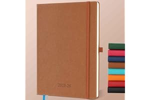 IN-LUXPRO Agenda 2025 2026: Agenda Semainier et Carnet de Notes Grande A4(29 x 21,7 cm) 18 Mois Planner Du Juillet. 25 à Déc. 26 Scolaire - PU Cuir, Onglets Mensuels, Papier 80g/m² Marron