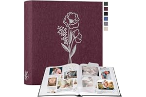 Lanpn Album Fotografico Scrapbooking, Grande Lino DIY Scrapbook 100 pagine bianche con divisori di cellofan, per foto 9x13 cm 10x15 cm 13x18 cm (Viola, 30x33,5cm)