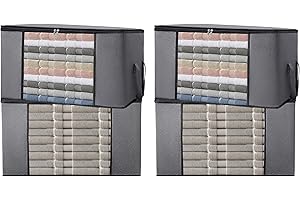 ALPOONS® - Aufbewahrungstasche (90 L 4 er) aus 150 GSM atmungsaktiver Vliesstoff extra dick für die Aufbewahrung Kleidung. Aufbewahrungstasche für Bettdecken, die für Ordnung sorgt im Kleiderchaos.