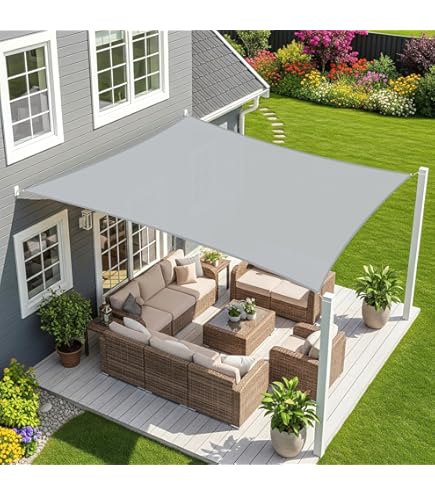 KESSER® Zonnezeil Zonnescherm Windscherm Inclusief Bevestigingsmateriaal met Ogen | HDPE Doek | Water-, Wind- en Scheurbestendig | 5 Keer Gestikt | 3.6x3.6m - Vierkant - Zand