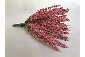 mucplants Kunstblume Erika Calluna Rosa auf Steckstab, künstliches Heidekraut, 28 cm, 24 Blütenstiele, Herbstblume