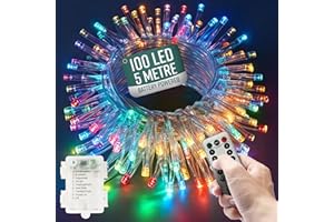 GloBrite Garden Fairy Lights Battery Operated - 100 LED String Lights with Remote - 8 Lighting Modes - Battery Fairy Lights Indoor & Outdoor - Bedroom Aesthetic - (Multi-Coloured LED)