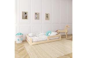 Need Sleep lit Montessori Bebe au Sol 70x140 cm en Bois d'épicéa de Couleur Naturelle