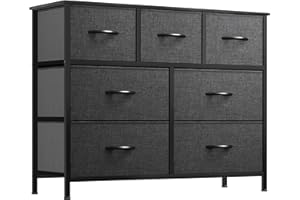 YITAHOME Kommode, Schrank, Aufbewahrungsschrank, 7 Schubladen aus Stoff mit Griffen, Aufbewahrungskommode, schwarz grau