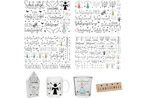 FloraVigo Rub On Sticker ca.A5 19x14cm-Spruch Deko zum Geburtstag, Keraflott, Hochzeit, Zuhause, Wischfolie für Möbel, Glas, Holz, Fotoalbum, DIY Deko, Aufkleberästhetik(4PCS) (SCHUTZENGEL)