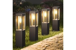 Joomer Luci Solari Da Giardino 4 Pezzi Led Lampadina Luci Esterne Solari Quadrate, Bianca Calda Impermeabile Luci Solari Esterno Per Prato Interruttore Automaticoper Per Terra Cortile Prato Vialetto