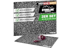 ‎STONELINE Stoneline Glas Schneidebrett, Schneidbretter Set 2-teilig, Stoneline Optik, hitzebeständig, Schneidbrett für Fleisch, Fisch, Obst, Gemüse
