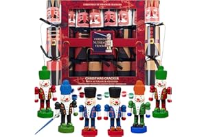 KreativeKraft Luxury Christmas Crackers, 6 Pack Deluxe Xmas Crackers with Paint Your Own Nutcracker Xmas Tree Decorations, Fun Novelty Table Decor (Multi DIY Nutcracker)