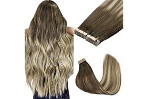‎GOO GOO GOO GOO Tape in Extensions Echthaar, Tape Extensions Echthaar, 35cm 100g 40pcs, Extensions Echthaar, Haarverlängerung Echthaar, (T3/8)613 Ombre Blond