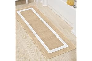Famibay Microfibra Tappeto da Bagno Lungo 50x140cm Assorbente, Beige, Antiscivolo Grande da Doccia per Vasca Soggiorno Cucina