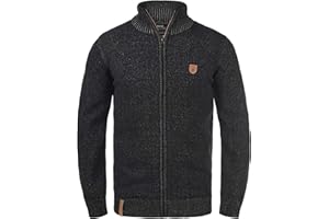 Indicode IDAndy Herren Strickjacke Cardigan Grobstrick Pullover mit Stehkragen und Reißverschluss