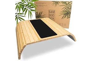 BAM BOO BOX Elastyczna Taca Na Sofę Z Bambusa - Podłokietnik - Sofa Taca Drewniana - Podłokietniki - Taca Na Kanapę - Naturalny Kolor Z Podkładką