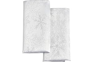 Celebright Christmas Pack of 8 Napkins - Square 17 x 17 Inches (43 x 43 cm) - Ideal Xmas Dinner Table Decorative Settings - Metallic Blizzard Snowflake Embossed Design - White & Metallic Silver