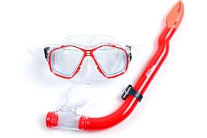 Two Bare Feet Snorkel and Mask PVC Diving Set – (Kids) Snorkeling Gear with Anti-Leak Design, Comfortable Fit, Clear Vision Lens, and Adjustable Straps for Diving, Swimming & Watersports