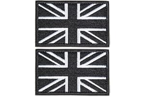 GUYI GYGYL - Toppa tattica con bandiera inglese, 2 pezzi, con gancio e anello, per uniforme militare tattica, borsa tattica, giacca e jeans, colore: nero e bianco