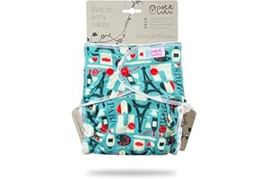 Petit Lulu pannolino in tessuto in bambù taglia unica | Snaps| Mutandina | Pannolino | Pannolino Nato per vasino Birth To Potty | Prodotto in Europa (Paris)