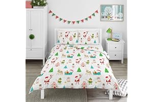 Bloomsbury Mill - Funda Nórdica Navidad - Diversión navideña - Juego de Cama para niño - Funda de edredón de Navidad y 2 x Funda de Almohada - 200cm x 200cm