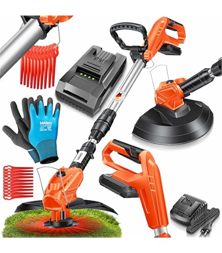 Grastrimmer, 21 V elektrische grastrimmer met 3 soorten snijmessen, 2