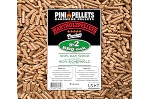 PINI Granulés de bois dur ? 2 BBQ Chêne 1,5 kg pour griller, fumer, fumer et four à pizza Marron