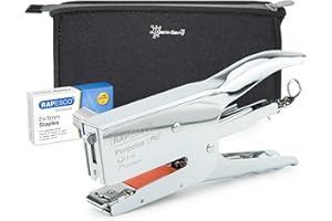 ‎RAPESCO Rapesco 1626 Porpoise ONE Bypass-Heftzange mit Germ-Savvy Aufbewahrungstasche und 1000 x 24/8mm Heftklammern, braucht 24/8mm Heftklammern, Einheitsgröße für 2-45 Blatt Heftleistung, Chrom