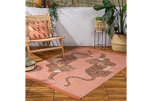 FURN. Möbel. Tibetischer Tiger Exotischer Innen-/Außenteppich, Coral