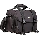 AmazonBasics - Large shoulder bag for SLR camera and accessories, black with orange interior