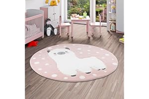 Pergamon Kinder Teppich Maui Kids Alpaka Rosa Rund in 3 Größen