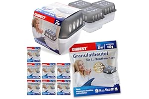 Onbest großes Luftentfeuchter Set-4x Entfeuchter mit 8x 400g Nachfüllbeutel Granulat–Gegen Feuchtigkeit, Schimmel&schlechte Gerüche–Raumentfeuchter ohne Strom-Luftentfeuchter Raumentfeuchter, Grau
