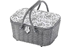 ‎KOBOLO Kobolo Nähkästchen Nähkorb Nähkörbchen Nähkasten - florales Design - 35x27x17 cm Organisationseinsatz Textil