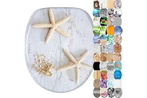 Sanilo Deska sedesowa wolnoopadająca, wysokiej jakości deska sedesowa z drewna, deska sedesowa z różnymi motywami (rozgwiazda szara)