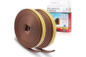 Sanojtape Taśma Sanojtape Do Uszczelniania Drzwi i Okien (2 Sztuki), Samoprzylepna, Chroniąca Przed Złą Pogodą, 16-Metrowy Profil D