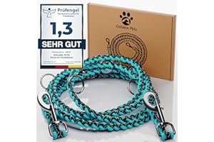 Testnote: Sehr gut - Hundeleine reflektierend I 2m, verstellbar, wetterfest & reißfest bis 250 kg I Paracord Führleine, Umhängeleine I kleine - große Hunde