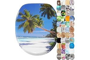 Sanilo WC-Sitz mit Absenkautomatik I Hochwertiger Toilettensitz aus Holz I Toilettendeckel in verschiedenen Motiven (Karibik)