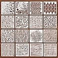 Molain 16Pcs Geometric Stencils for Crafts - Reusable Face Painting & Texture Stencils for DIY Art & Decor (Style B)