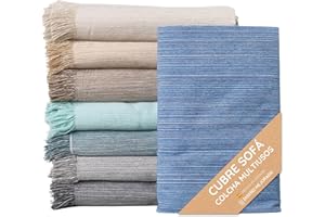 Jarapa Home Made with love Colcha Multiusos; Plaid Sofa, Manta Foulard, Cubre Cama, Foulard para Sofas de Algodón y Otras Fibras Acabado de Calidad Fabricado en España. (Azul Jaspeado 02,180x260cm)