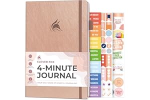 Clever Fox Four-Minute Journal – Daily Positivity Journal with Prompts – Motivational Affirmation, Mental Health & Habit Tracker (Rose Gold)
