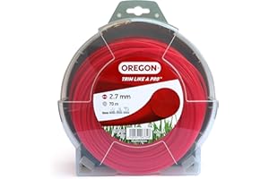 Oregon Trimmerfaden für Rasentrimmer, Ersatz Trimmerfaden für Motorsensen & Freischneider, Universal Freischneider Zubehör, Runder Allzweck 2.7mm Mähfaden, 2,7mm x 70m Spule, Rot (69-382-RD)