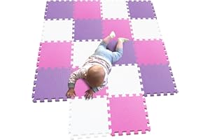MQIAOHAM Juego de Enclavamiento Juego de bebé tapetes para niños tapetes para niños foammats playmats Estera del Rompecabezas bebé 18 Piezas niños tapete tapete tapete Negro-Rosa-Morado 101103111