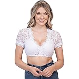 Dirndlbluse Weiß Damen V-Ausschnitt | Kurzarm Trachtenbluse Für Oktoberfest