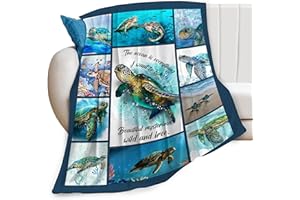 FEORAFEI Sea Turtle Blanket Ocean Animal Print Throw Blankets for Couch Sofa Stuff Decor Lightweight Soft Cozy Fleece Plush Flannel Bedding for Baby Girls Boys Men Women Adults Lover 40"x50"