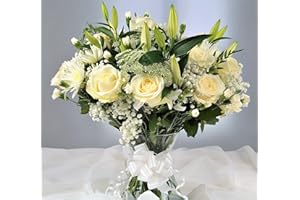 Homeland Florists Fresh Flowers Delivery Next Day Prime, Deluxe White Christmas Bouquet with Handwritten Card