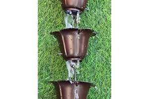 Kam Home Flower Chaîne de pluie 2,6 m (Bronze) avec boulon en laiton adaptateur de gouttière pour installation de chaîne de pluie, standard