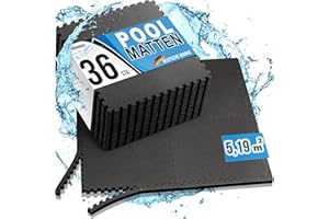 bonsport Pool Unterlegmatte Poolmatte 36 Stück - Bodenschutz Matte für den Pool/Planschbecken - Bodenfolie Bodenmatte Poolunterlage Bodenschutz schwarz
