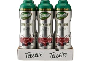 Teisseire Sugar Syrup Low Calorie Sugar Free Cordial Natural Ingredients 1523905, Grenadine, 3600 millilitre (Pack of 6 x 600 ml Bottles)