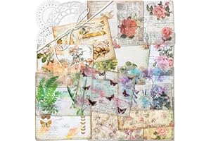 MAYPLOUS Papier à motif vintage Papier de scrapbooking Papier décoratif Papier de découpage Simple face Divers motifs Pas de répétition pour la fabrication de cartes Collage d'art et d'artisanat (Christy)