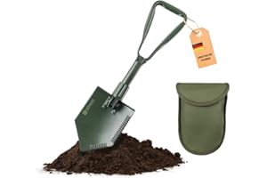 Dönges Klappspaten Bundeswehr nach TL aus Metall, mit Hacke, 2 Sägekanten & Gürteltasche | Klappschaufel für Outdoor, Camping, Survival, Garten etc. | 1300 g leichte Schaufel in Oliv
