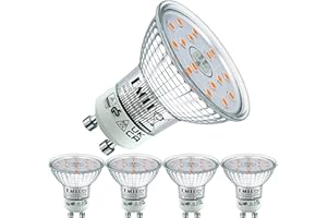 EACLL Bombillas LED GU10 Blanco Cálido 4.7W Reemplaza 70W Halógena, Pack de 4, Focos Sin Parpadeo AC 230V, 2700K 535 Lúmenes 120° Spotlight, Lámpara Reflectora no Regulable