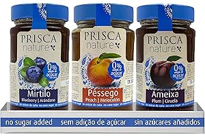 Confiture de Prunes - Pêche - Myrtilles - sans Sucre Ajouté - Paquet de 3 unités de 250gr chacune