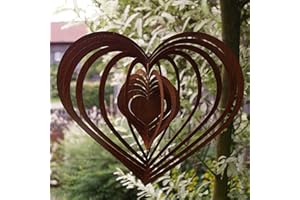 LUKRA dekostü berl Patine Carillon éolien Spirale Grand Cœur 30 x 26 cm, avec Cœur 8 x 6 cm Décoration de Jardin Décoration Cadeau