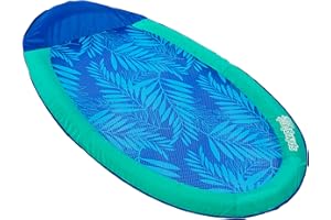 SWIM WAYS SwimWays Spring Float Original Pool Lounge Chair with Hyper-Flate Valve, Teal Palm